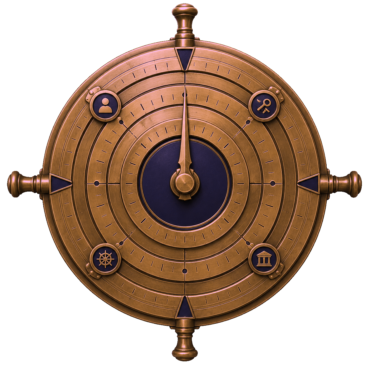A precision instrument representing permissions, approvals, and reconciliation